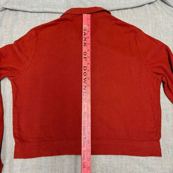 Ci Sono-Linen Collection Button Down Long Sleeve Crop Top Burnt Orange Women's L - Picture 12 of 12